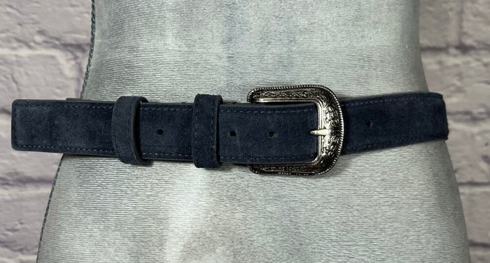 Dark Blue Kettlewell Western Style Suede Belt